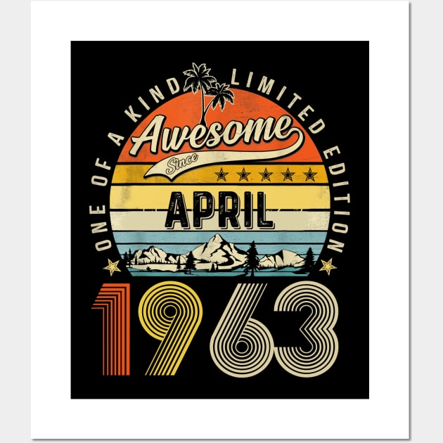 Awesome Since April 1963 Vintage 60th Birthday Wall Art by Ripke Jesus